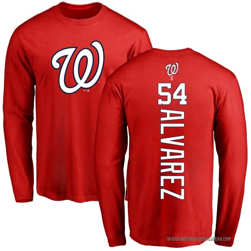 Andrew Alvarez Men's Red Washington Nationals Backer Long Sleeve T-Shirt -