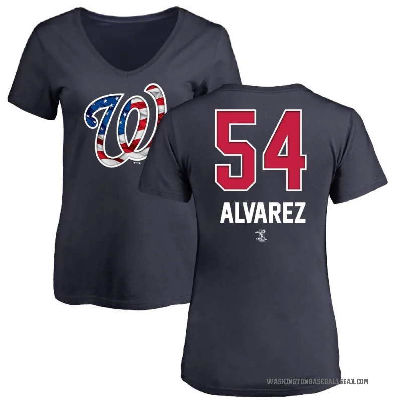 Andrew Alvarez Women's Navy Washington Nationals Name and Number Banner Wave V-Neck T-Shirt -