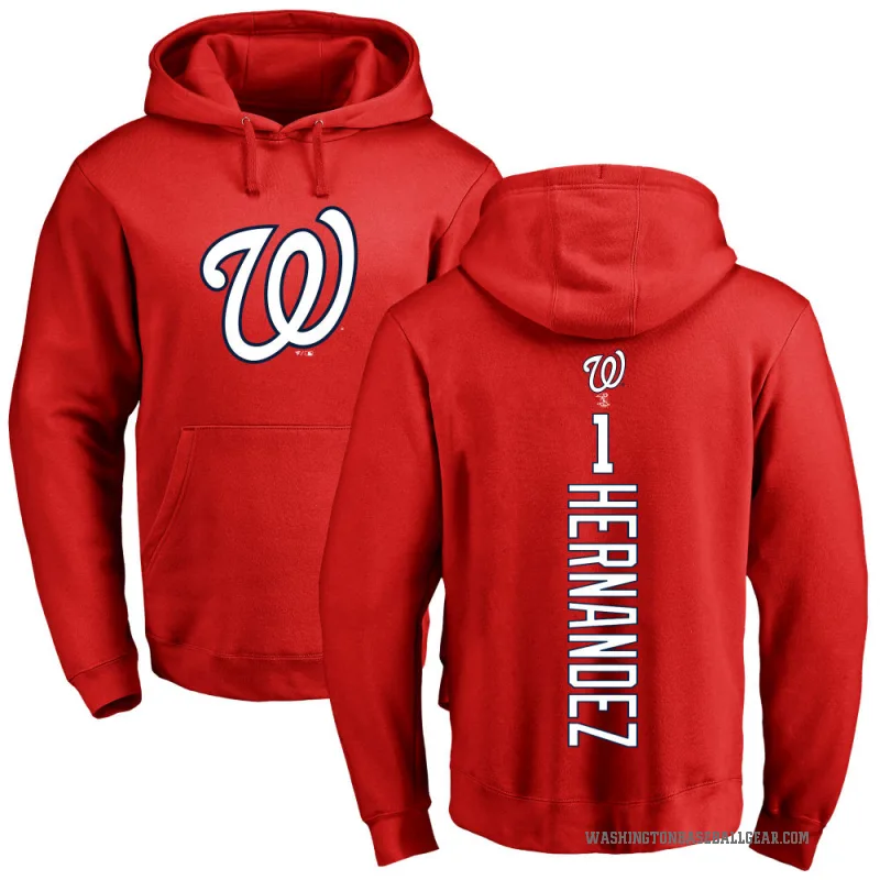 Cesar Hernandez Men's Red Washington Nationals Backer Pullover Hoodie