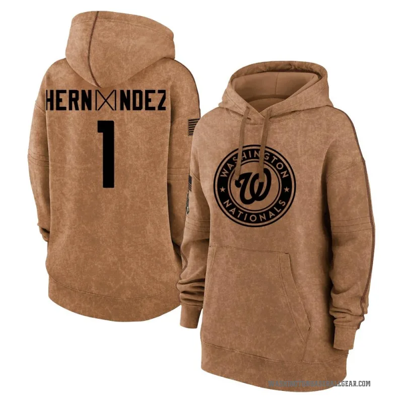 Cesar Hernandez Women's Brown Washington Nationals 2023 Salute to Service Pullover Hoodie
