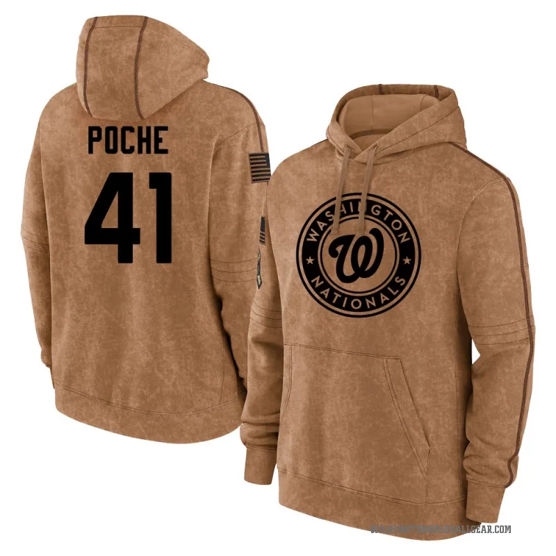 Colin Poche Youth Brown Washington Nationals 2023 Salute to Service Club Pullover Hoodie