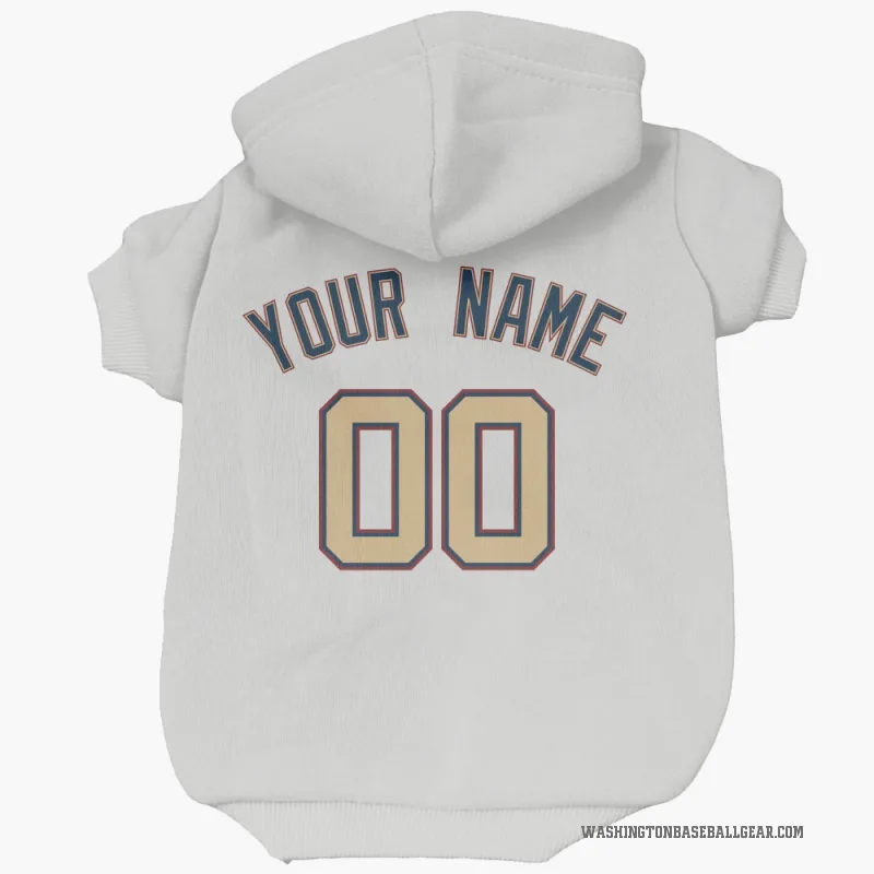 Custom  White/Gold Washington Nationals   Cat & Dog Pet Hoodie
