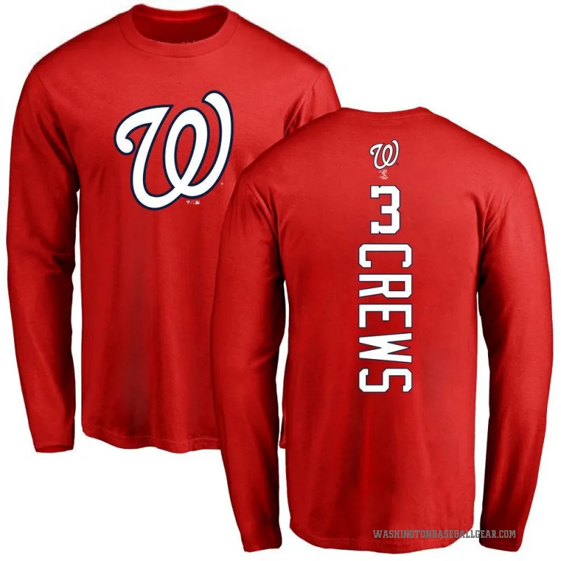 Dylan Crews Youth Red Washington Nationals Backer Long Sleeve T-Shirt -