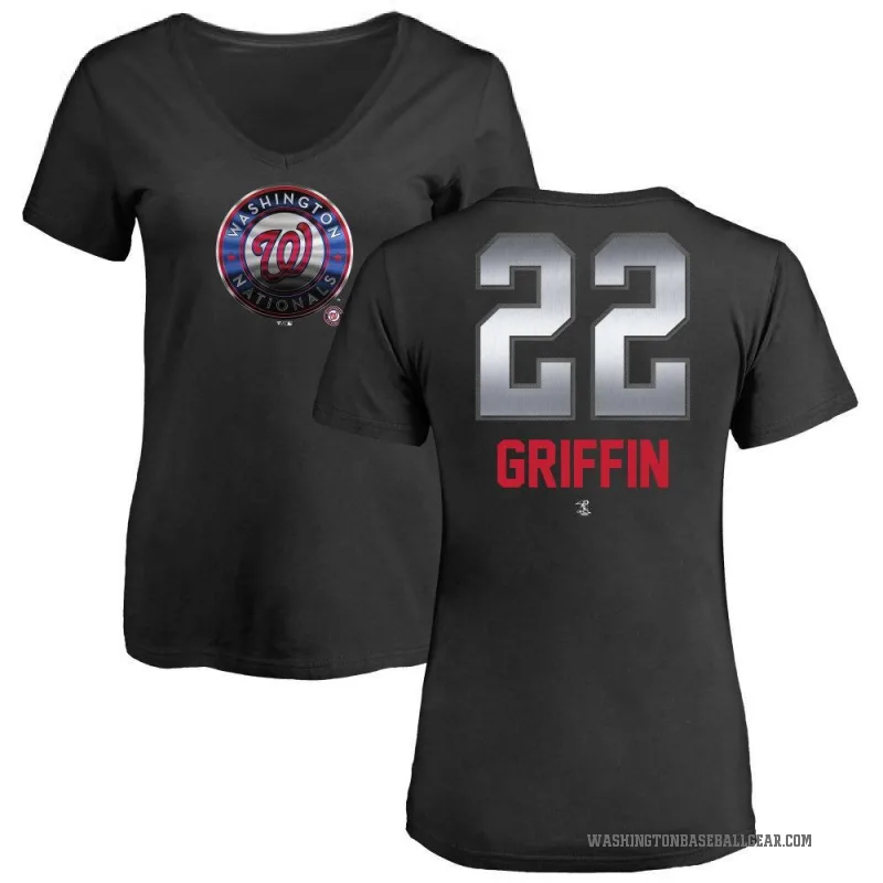 Foster Griffin Women's Black Washington Nationals Midnight Mascot V-Neck T-Shirt -