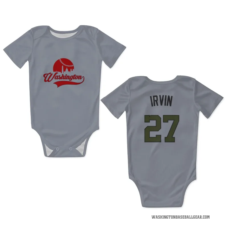 Jake Irvin  Gray Washington Nationals  Newborn & Infant Bodysuit