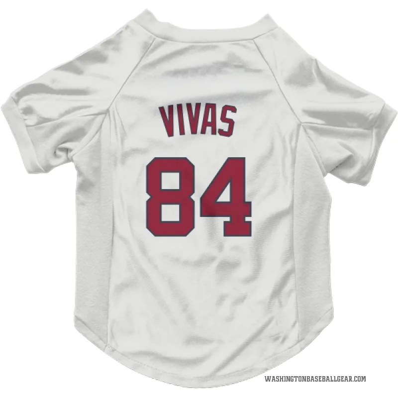 Jorbit Vivas  White Washington Nationals  Cat & Dog Pet Jersey