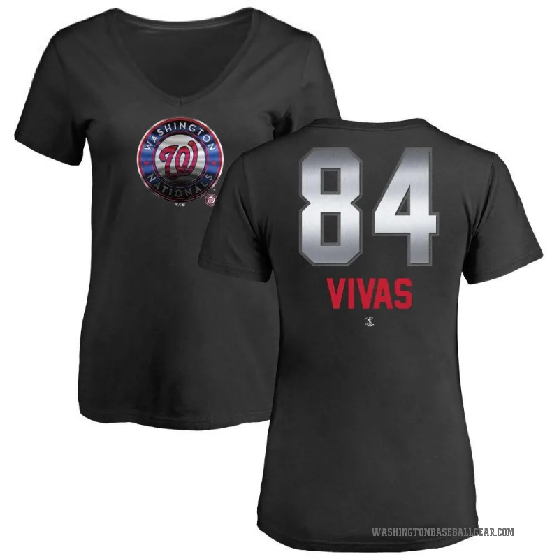 Jorbit Vivas Women's Black Washington Nationals Midnight Mascot V-Neck T-Shirt -
