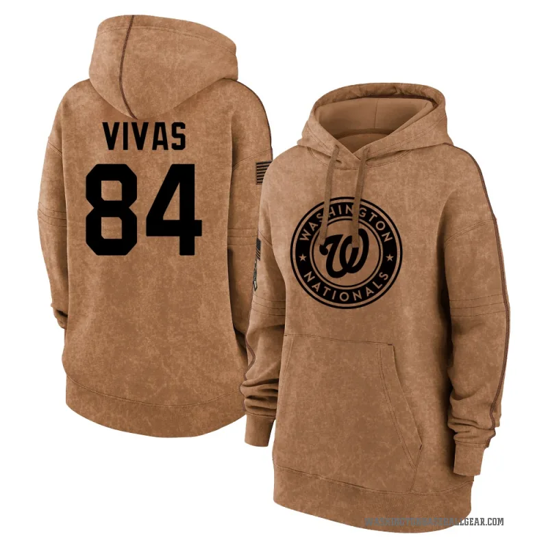 Jorbit Vivas Women's Brown Washington Nationals 2023 Salute to Service Pullover Hoodie