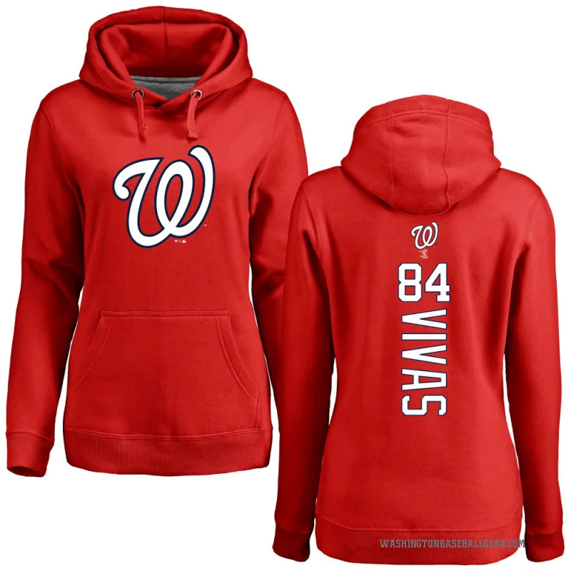 Jorbit Vivas Women's Red Washington Nationals Backer Pullover Hoodie