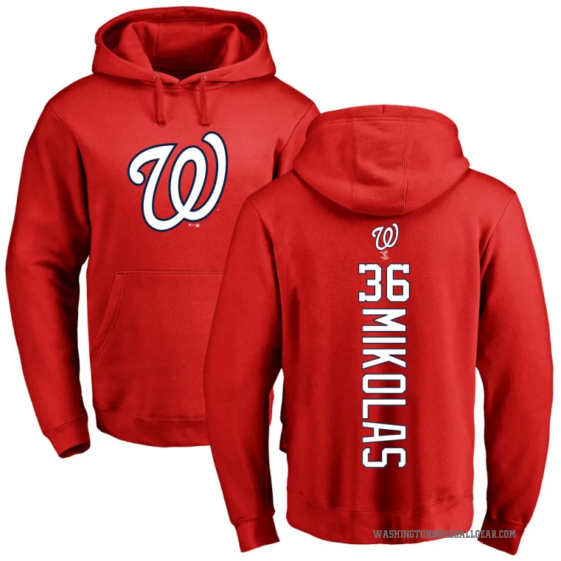 Miles Mikolas Men's Red Washington Nationals Backer Pullover Hoodie