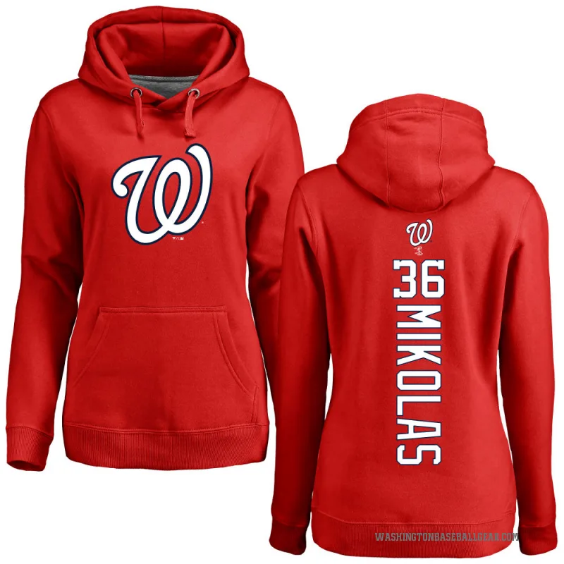Miles Mikolas Women's Red Washington Nationals Backer Pullover Hoodie