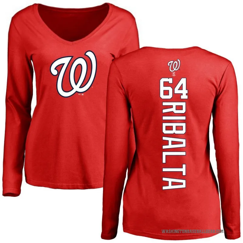 Orlando Ribalta Women's Red Washington Nationals Backer Slim Fit Long Sleeve T-Shirt -