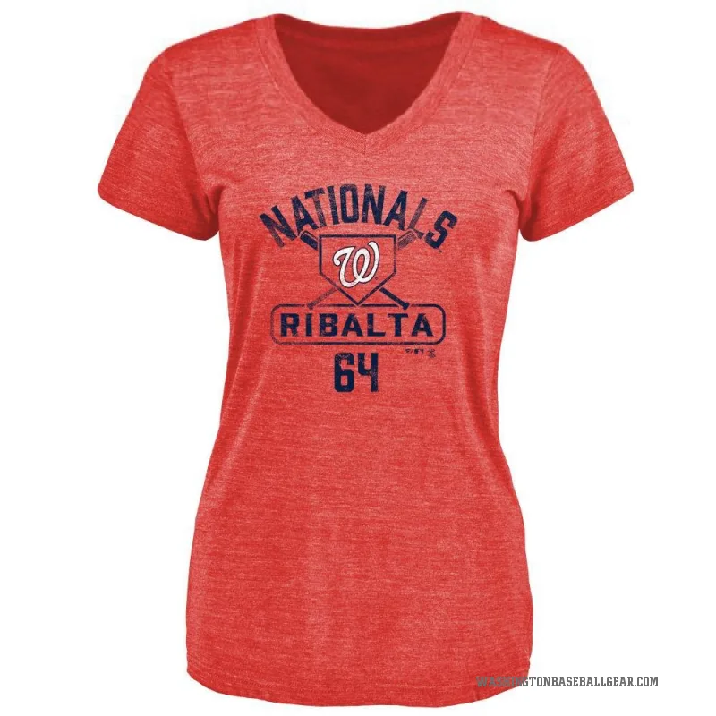 Orlando Ribalta Women's Red Washington Nationals Base Runner T-Shirt -