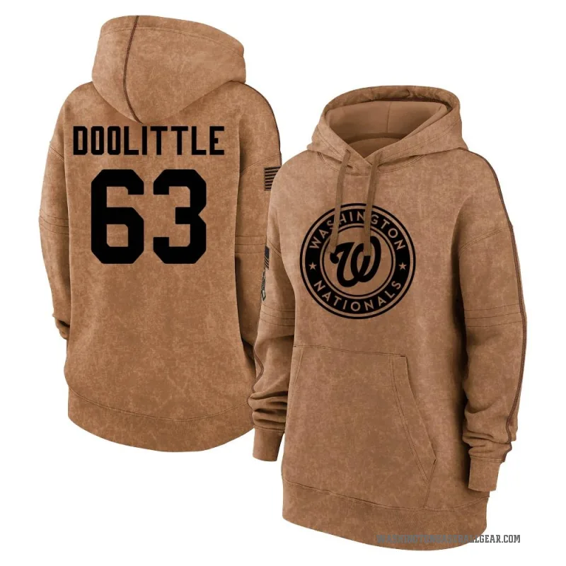 Sean Doolittle Women's Brown Washington Nationals 2023 Salute to Service Pullover Hoodie