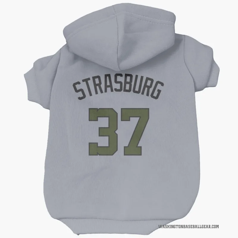 Stephen Strasburg  Gray Washington Nationals  Cat & Dog Pet Hoodie