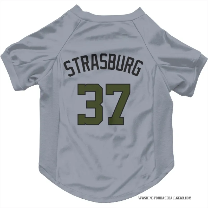 Stephen Strasburg  Gray Washington Nationals  Cat & Dog Pet Jersey