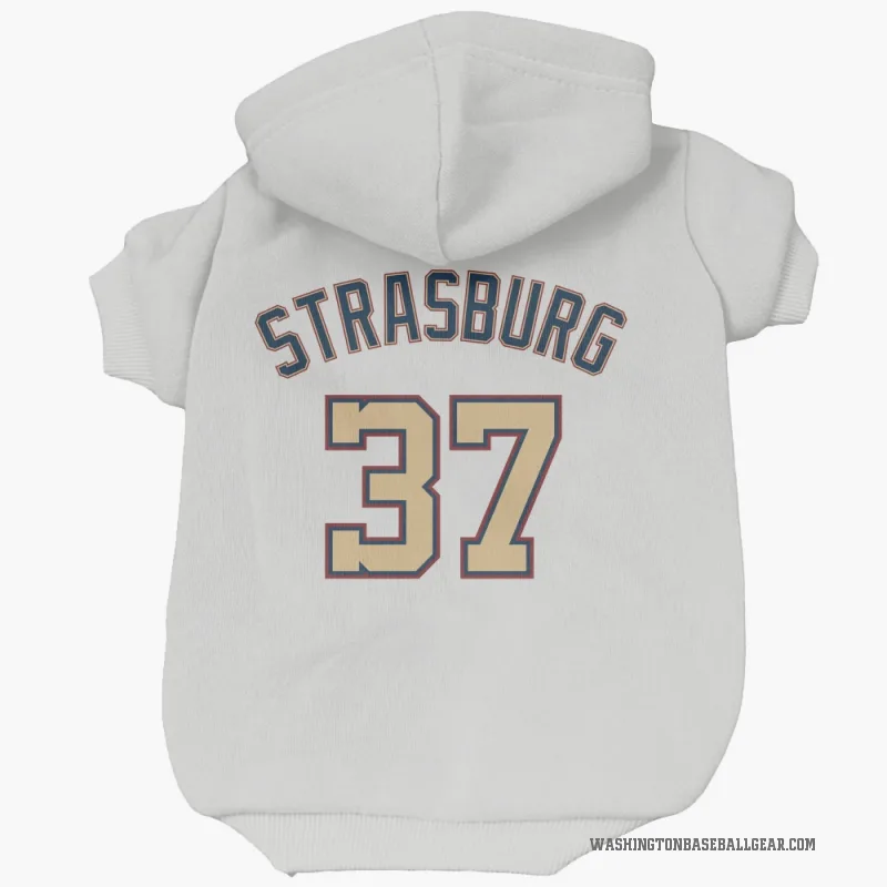 Stephen Strasburg  White/Gold Washington Nationals  Cat & Dog Pet Hoodie