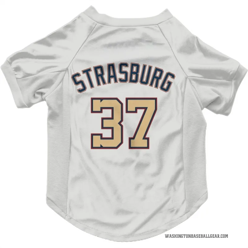 Stephen Strasburg  White/Gold Washington Nationals  Cat & Dog Pet Jersey