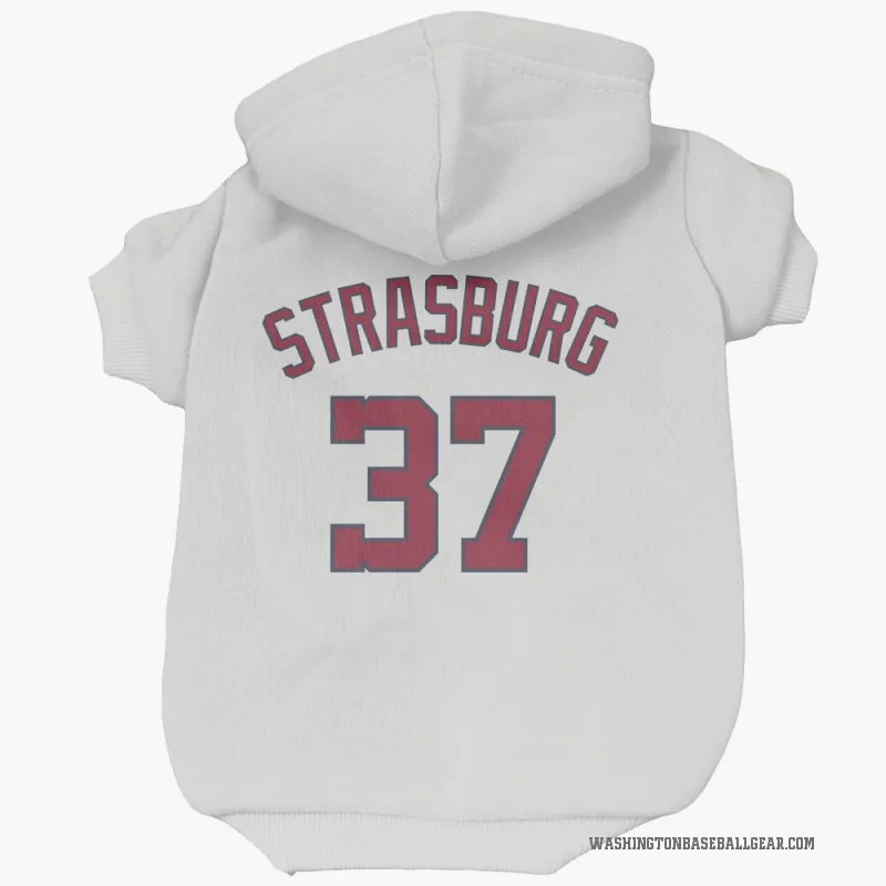 Stephen Strasburg  White Washington Nationals  Cat & Dog Pet Hoodie