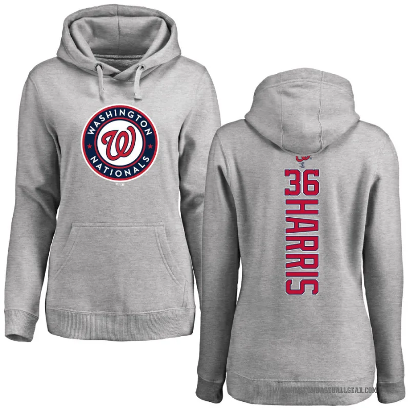 Will Harris Women's Washington Nationals Ash Backer Pullover Hoodie